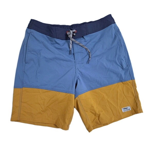 LL Bean Shorts Mens Large Swim Trunks Colorblock Lined Blue Brown - Picture 1 of 8